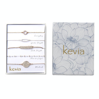Pave Mixed Metal Bracelet Set