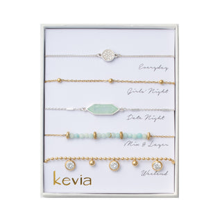 Aquamarine Mixed Metal Bracelet Set