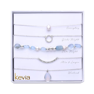 Tumbled Pebble and Pearl Necklace Set