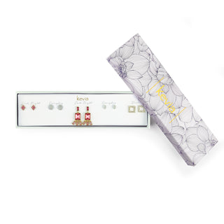 Ruby Crystal Tassle Earring Set