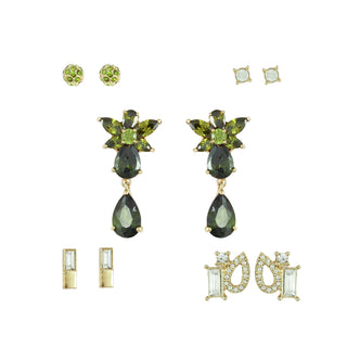 Green Drop Stone Earring Set