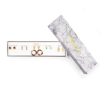 Tumbled Gemstone and Gold Leaf Earring Set