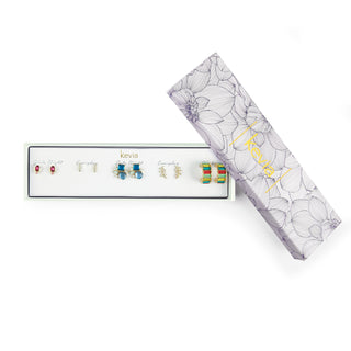 Colorful Crystal Gold Earring Set