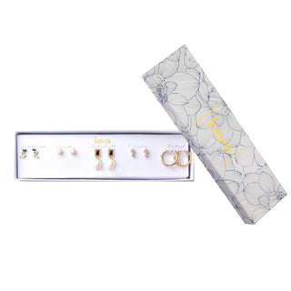 Pearl Drop & Hoop Earring Set