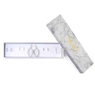 Silver Hoop and Crystal Drop Earring Set