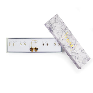 Tropical Leaf & Gold Accent Earring Set