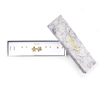 Hammered Gold Flower Earring Set
