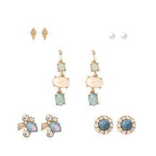 Opalescent Layered Gemstone Earring Set