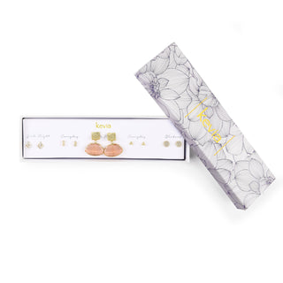 Blush Shell Drop and Gold Stud Earring Set