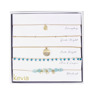 Blue Stone & Gold Necklace Set