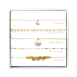Peach Stone & Gold Necklace Set