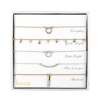 Pave Pendant & Discs Necklace Set