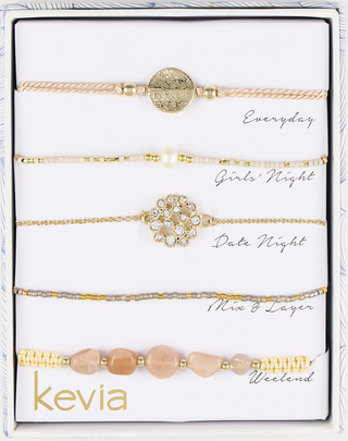 Peach Stone Theme Box Bracelet Set