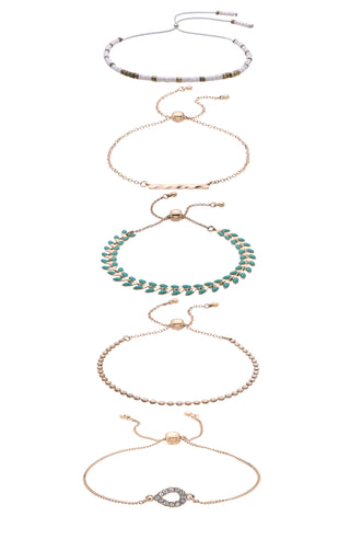 Beaded Gold and Green Bracelet Set