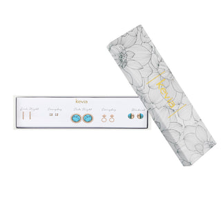 Marbled Turquoise and Textured Gold Earring Set