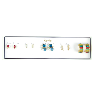 Colorful Crystal Gold Earring Set