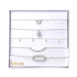 Silver Pave Link Necklace Set