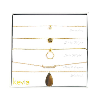 Elegant Teardrop and Geometric Pendant Necklace Set