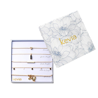 Gold Hearts Charm Necklace Set