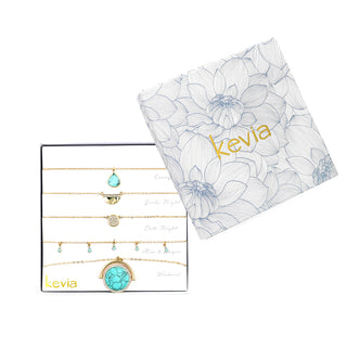 Turquoise Circle Pave Stone Necklace Set