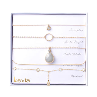 Faceted Teardrop Stone Necklace Set