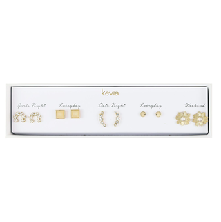 Textured Gold & CZ Post Earring Set