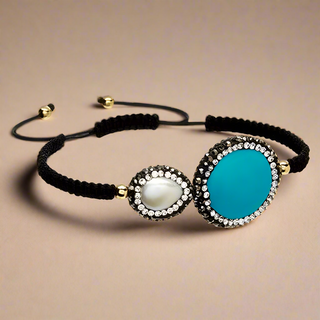 Vie Boheme Turquoise & Pearl Macrame Bracelet