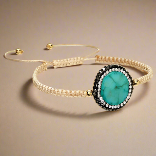 Vie Boheme Turquoise & Cream Macrame Bracelet