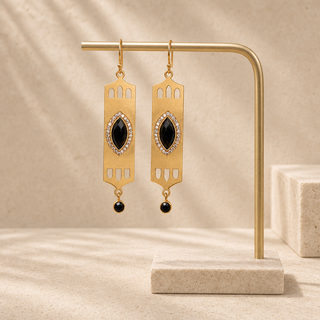 Art Deco Midnight Marquis Drop Earrings - lifestyle 1