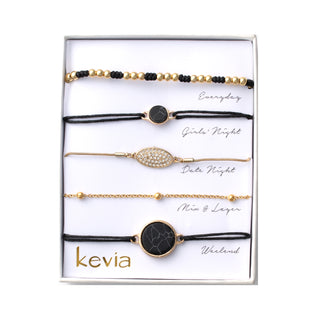 Black Marble & Gold Bracelet Set