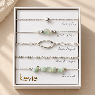 Seafoam Tumbled Stone Bracelet Set