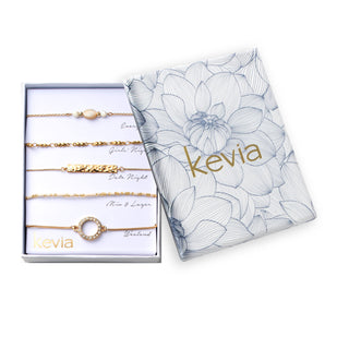 Cream & Gold Pavé Circle Bracelet Set