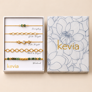 Green Stone Link Bracelet Set