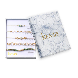 Green Stone Link Bracelet Set