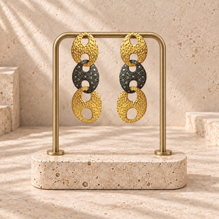 Nouveau Bold Textured Link Earrings
