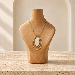Nouveau Layered Oval Pendant Necklace