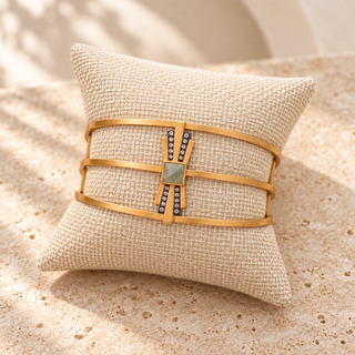 Nubia Shiny Gold Triple-Band Cuff Bracelet