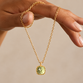 Rococo Peridot Square Pendant Necklace