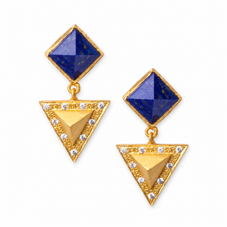 Nubia Black and Gold Geometric Drop Earrings