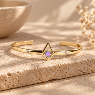 Ophelia Shiny Gold & Blue Opal Cuff Bracelet