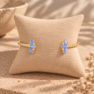 Ophelia Iridescent Opal Clusters Gold Cuff Bracelet