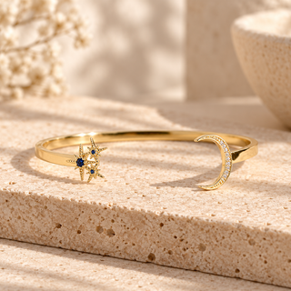 Ophelia Celestial Moon & Star Gold Cuff Bracelet