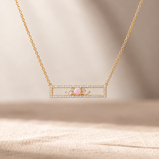 Ophelia Gold Framed Opal Bar Necklace