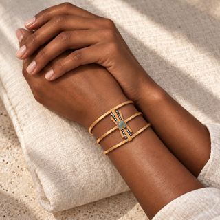 Nubia Shiny Gold Triple-Band Cuff Bracelet