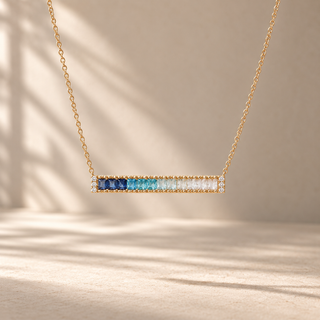 Vita Blue Ombre Gemstone Bar Necklace