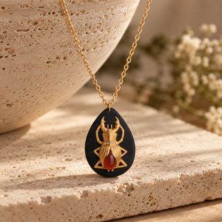 Ecologica Carnelian Beetle Horn Pendant Necklace