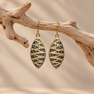 Ecologica Gold and Black Oval Drop Earrings