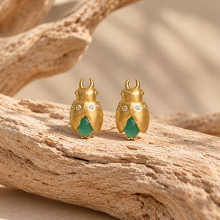 Ecologica Golden Beetle Gemstone Studs