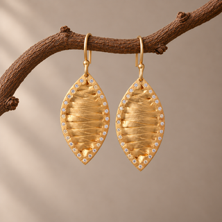 Ecologica Woven Gold Marquise Drop Earrings