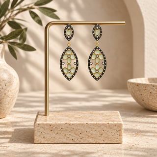 Mosaic Gemstone Cluster Drop Earrings